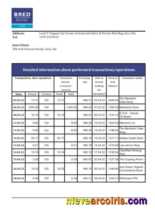 Fiji Bred Bank statment xls
